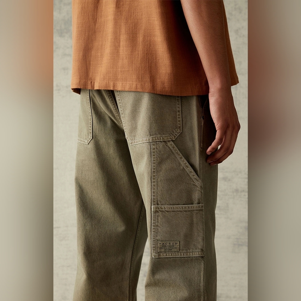 PacSun [34x32] Eco Baggy Olive Carpenter Jeans - Picture 3 of 6